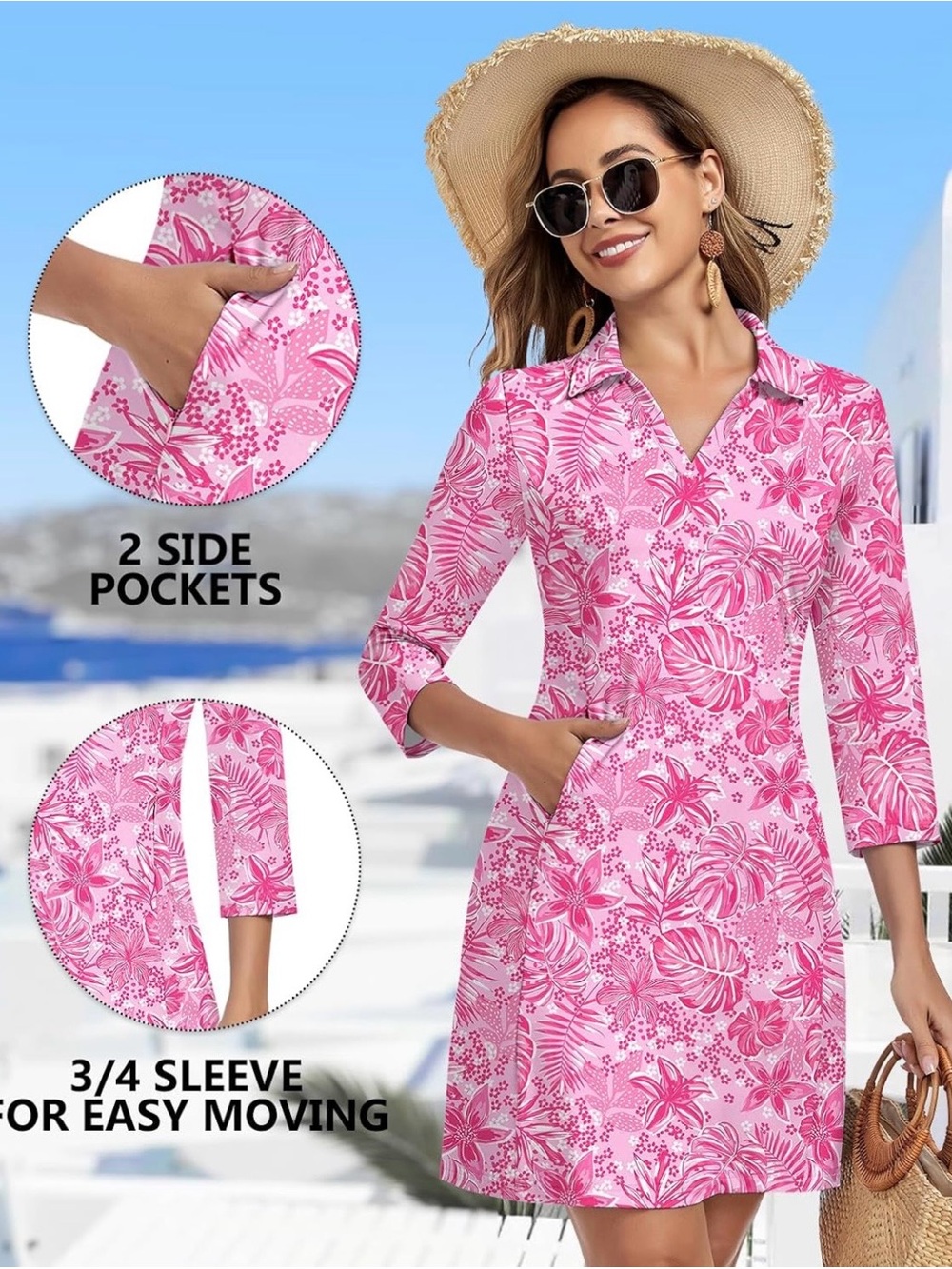 3/4 Sleeve UPF 50+ Sun Dress - Picture 2 of 10